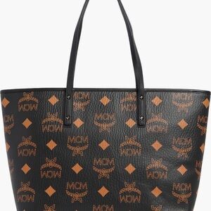 MCM Black and Tan Logo Tote Bag